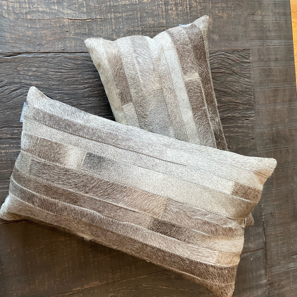 Natural Home Decor Rawhide Lumbar Pillow - | 12x20 | Set of 2 | w Inserts